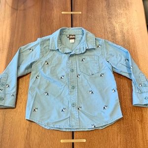 Tea Collection Blue Reindeer Button Down